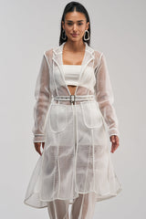 ONE TO WATCH MESH TRENCH IN WHITE