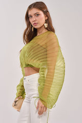 BEYOND PRETTY PLEATED COCOON BLOUSE IN GREEN