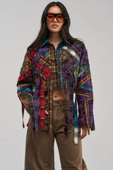 CRAZY FEELING MIXED PLAID BUTTON DOWN