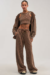 POPPING OFF WIDE LEG JOGGER IN BROWN