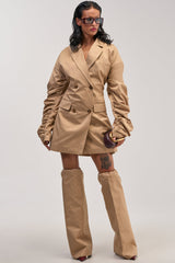 BUSINESS MEETING CHIC BLAZER DRESS AND LEG WARMER SET IN TRENCH