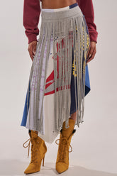 STRESSED AND DISTRESSED MIDI SKIRT