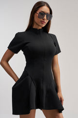 THAT WAS INTENTIONAL STRUCTURED MINI DRESS IN BLACK