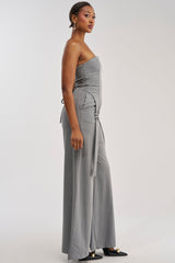 WATCH AND LEARN STRAPLESS PINSTRIPE JUMPSUIT