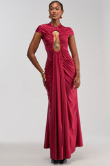 KEY TO MY HEART MAXI DRESS IN BURGUNDY