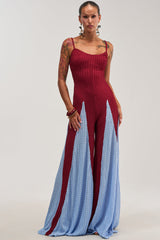 ALL DAY EVERYDAY COLOR BLOCK WOVEN JUMPSUIT IN BURGUNDY