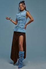 JESSIE VELVET DENIM SKIRT