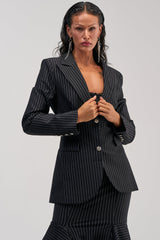 GIVE IT UP PINSTRIPE BLAZER