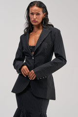 GIVE IT UP PINSTRIPE BLAZER