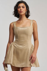 YOUR PERFECT DATE SPACESHINE MINI DRESS IN GOLD