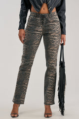 YOUNG AND WILD LOW RISE ZEBRA DENIM