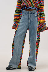 ONE OF ONE DENIM WITH KNIT SIDE PANELS