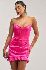 THE TRUTH ABOUT LOVE SATIN MINI DRESS IN PINK