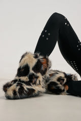 AZALEA WANG ALBERT LEOPARD FLAT FUR BOOTIE