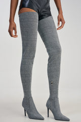 AZALEA WANG AVENOIR HOUNDSTOOTH OVER THE KNEE FOUR WAY STRETCH BOOT