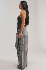 PERK UP STUDDED CORSET IN DENIM