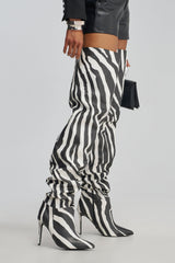 AZALEA WANG BOMBSHELL ZEBRA THIGH HIGH BOOT