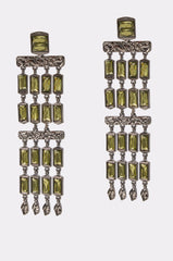 BAGUETTE CHANDELIER EARRINGS IN GREEN