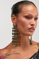 BAGUETTE CHANDELIER EARRINGS IN GREEN