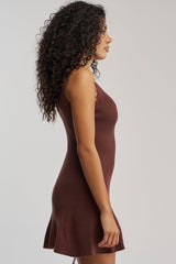LITTLE KNIT MINI DRESS IN BROWN