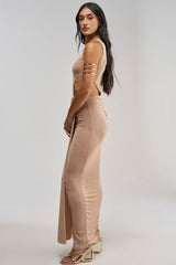 MAKE IT UP TO ME MAXI DRESS IN CARAMEL