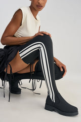 AKIRA GOLD DARBY BLACK FLAT STRETCH SPORTY BOOT