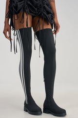 AKIRA GOLD DARBY BLACK FLAT STRETCH SPORTY BOOT