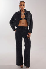 DEMI EMBELLISHED RELAXED DENIM IN BLACK