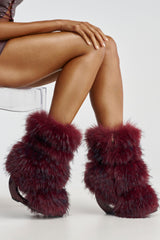 AZALEA WANG ELIANA BURGUNDY OPEN TOE WEDGE BOOTIE