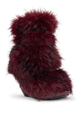 AZALEA WANG ELIANA BURGUNDY OPEN TOE WEDGE BOOTIE