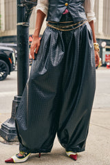 OFFICE BADDIE WOVEN PU BALLOON PANT