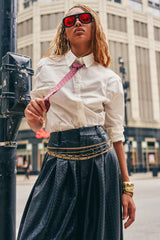 OFFICE BADDIE POPLIN BUTTON DOWN BLOUSE