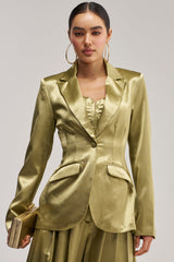 IRIS SATIN BLAZER IN OLIVE