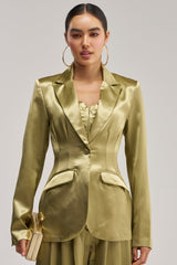 IRIS SATIN BLAZER IN OLIVE