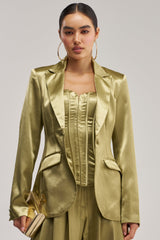IRIS SATIN BLAZER IN OLIVE