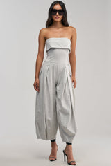 COMFY AND CUTE STRAPLESS JUMPSUIT IN HEATHER GREY