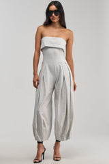 COMFY AND CUTE STRAPLESS JUMPSUIT IN HEATHER GREY