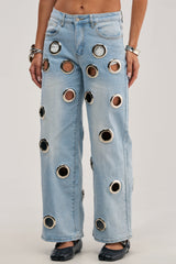 COOL GIRL ALERT DENIM WITH GROMMETS