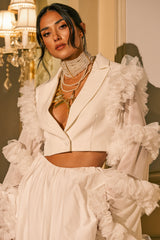 FLORA RUFFLE SLEEVE BLAZER