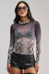 SNAKE EYES OMBRE MESH LONG SLEEVE TOP