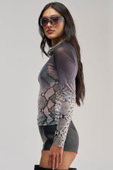 SNAKE EYES OMBRE MESH LONG SLEEVE TOP