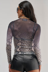 SNAKE EYES OMBRE MESH LONG SLEEVE TOP
