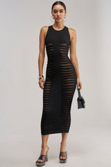 MIDNIGHT FLEX DISTRESSED MAXI DRESS