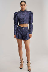 PENNY BROCADE SHORT IN NAVY
