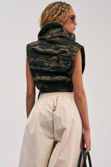 KADEN CARGO SLEEVELESS TOP IN CAMO