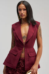 NAOMI BLAZER VEST IN BURGUNDY