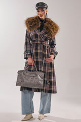 SWEPT UP FUR TRIM TRENCH