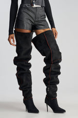 AKIRA GOLD KERRIGAN BLACK MULTI SHERPA STILETTO BOOT