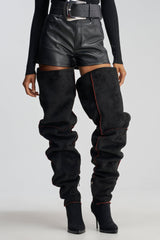 AKIRA GOLD KERRIGAN BLACK MULTI SHERPA STILETTO BOOT