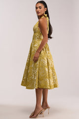 SWEET CAROLINE HALTER MIDI DRESS IN GREEN